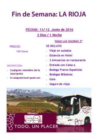 Cartel viaje a La Rioja - Amigos del Vino - Herencia