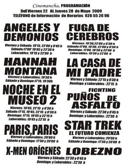cinemancha viernes 22 al jueves 28 mayo 2009