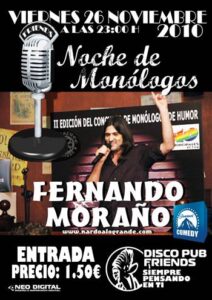 Noche de monólogos con Fernando Moraño monologo friends herencia fernando mora%C3%B1o 212x300 - Noche de monólogos con Fernando Moraño