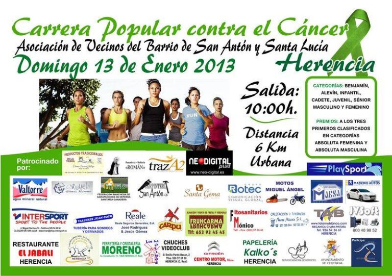 Cartel carrera popular contra el cáncer - San Antón 2013