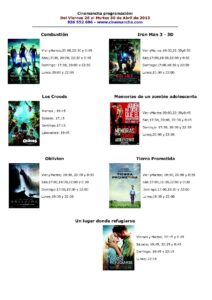 cartelera de cinemancha del viernes 26 al martes 30 de abril