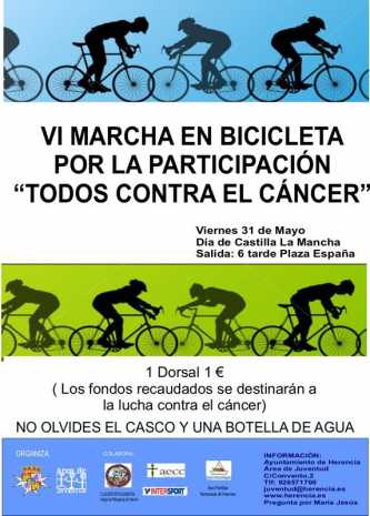 Cartel VI Marcha en bicicleta por la participación y contra el Cáncer en Herencia
