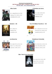 cartelera de multicines cinemancha del 05 al 11 de julio