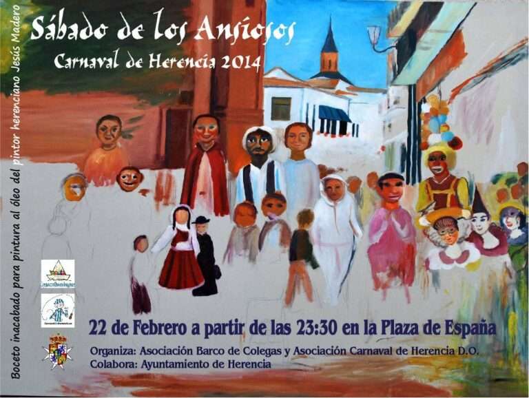 Cartel de sábado de los Ansiosos, obra inacabada de Jesús Madero, artista fallecido y muy querido en Herencia.