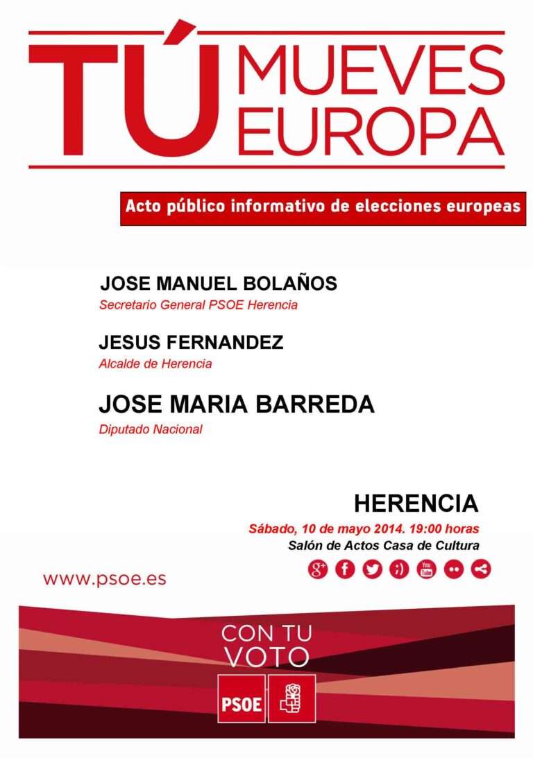 Acto público informativo de la agrupación socialista en Herencia con motivo de las elecciones al Parlamento Europeo
