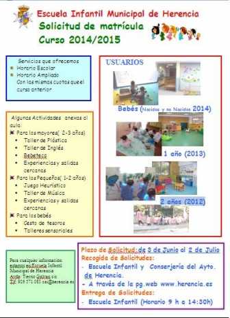 Cartel matrícula Escuela Infantil de Herencia