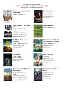cartelerade cinemancha del viernes 29 de mayo al miercoles 03 de junio