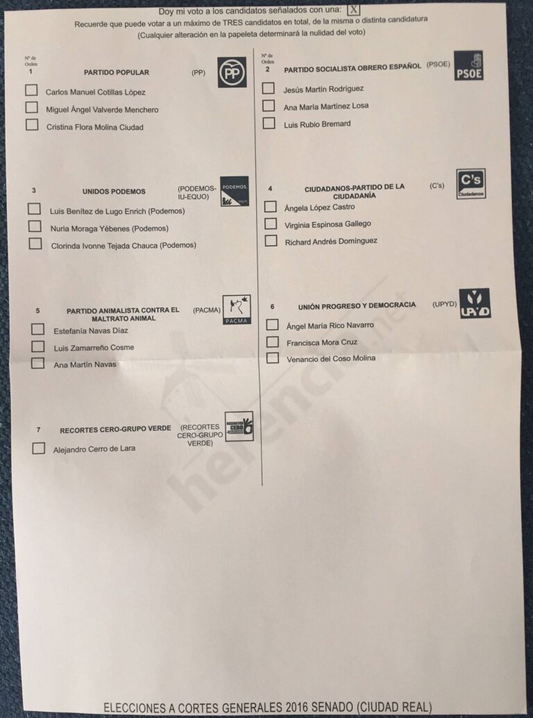 Supuesta papeleta defectuosa para elecciones generales 26J en España