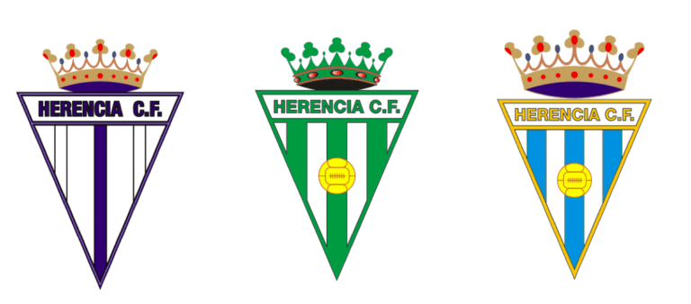 Variantes del escudo del Herencia C. F. a lo largo de la historia