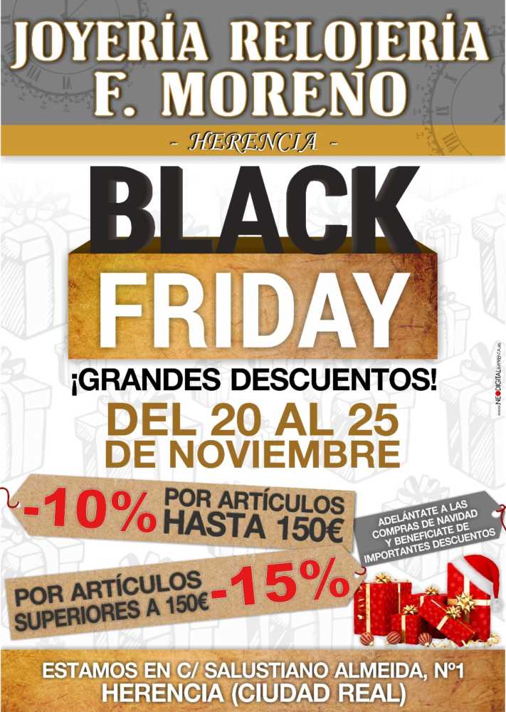 Joyería – Relojería F. Moreno celebra el Black Friday en Herencia