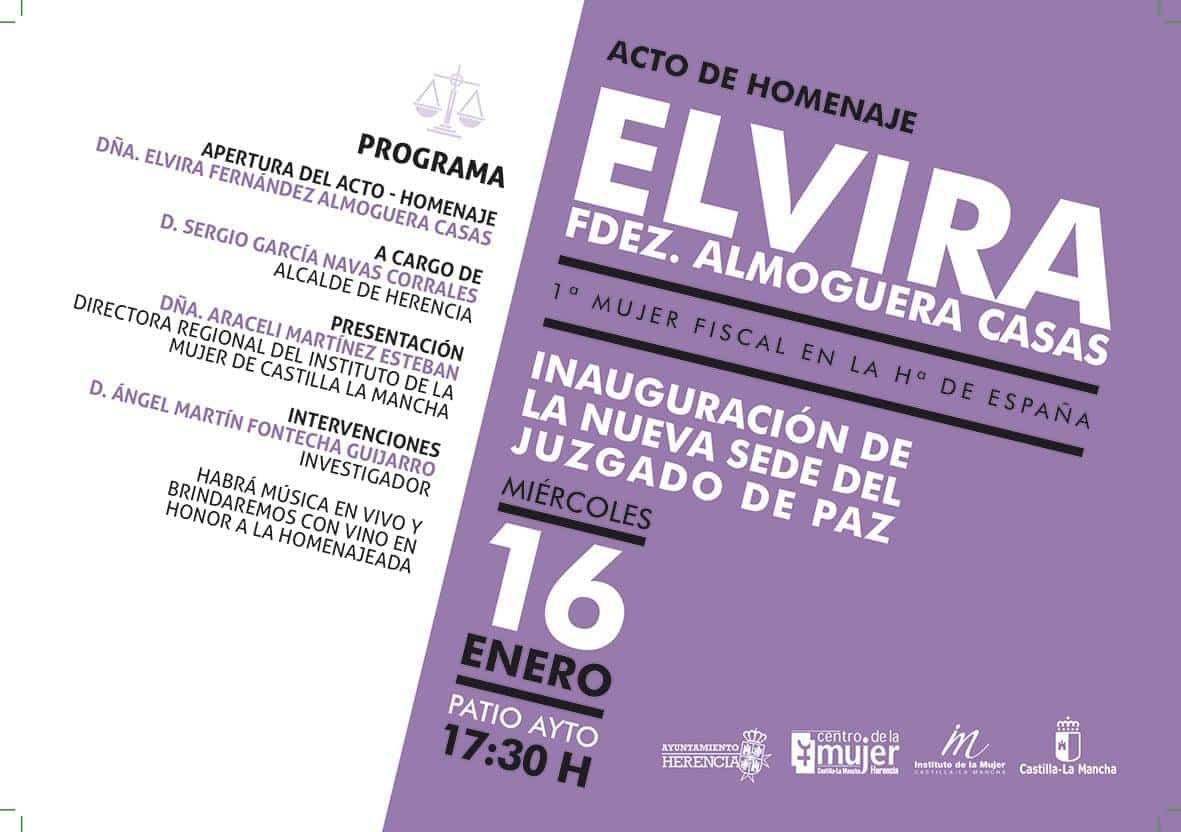 Programa Esta inauguración contará con un acto de homenaje a Elvira Fernández Almoguera Casas, 1ª mujer fiscal de Hª de España.