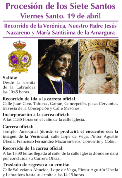 Recorrido y horarios de la procesión de los 7 Santos Itinerario de Los Moraos Procesión de los 7 Santos1 - Recorrido y horarios de la procesión de los 7 Santos