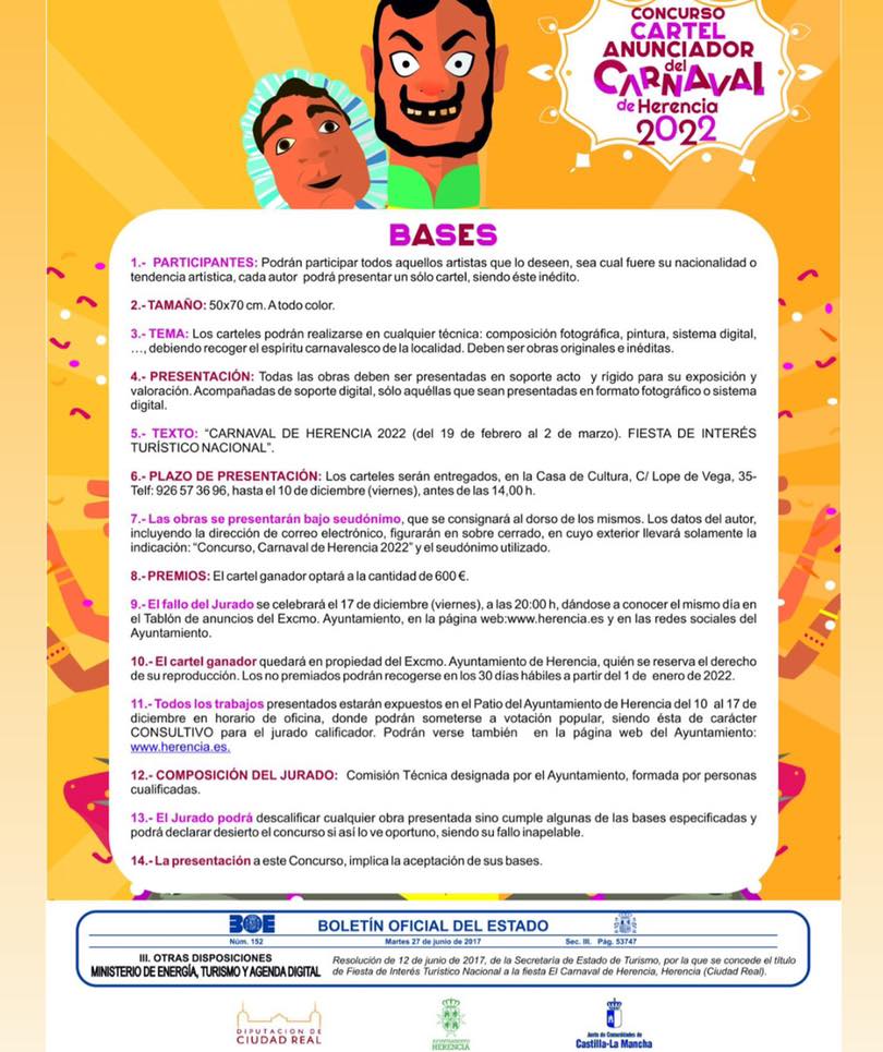 Herencia busca el Cartel anunciador del Carnaval 2022 con un concurso 3