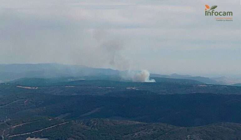 El incendio forestal de Los Yébenes está controlado aunque las labores de extinción aún prosiguen