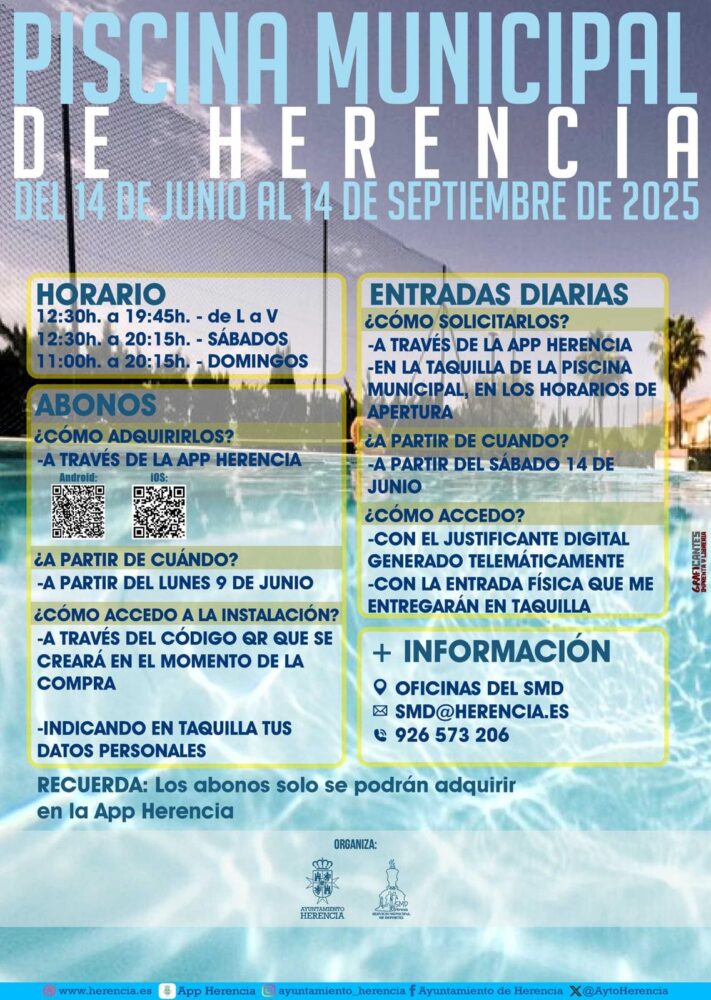 La Piscina Municipal de Herencia abrirá sus puertas el 14 de junio con nuevas mejoras y un verano lleno de actividades 1