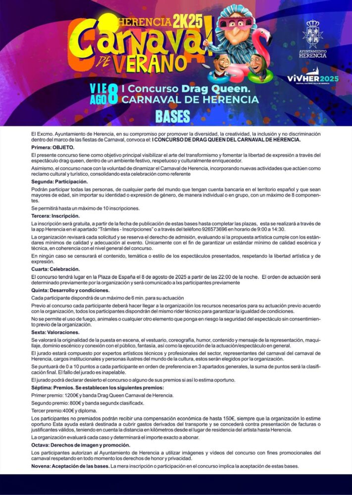 Herencia celebra por todo lo alto su Carnaval de Verano 2025 con doble jornada y un esperado concurso Drag Queen 4