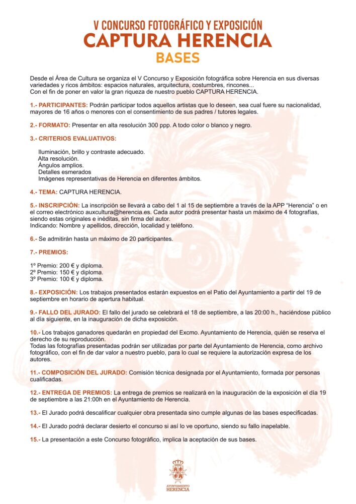 Herencia convoca el V Concurso Fotográfico y Exposición ‘Captura Herencia’ 1