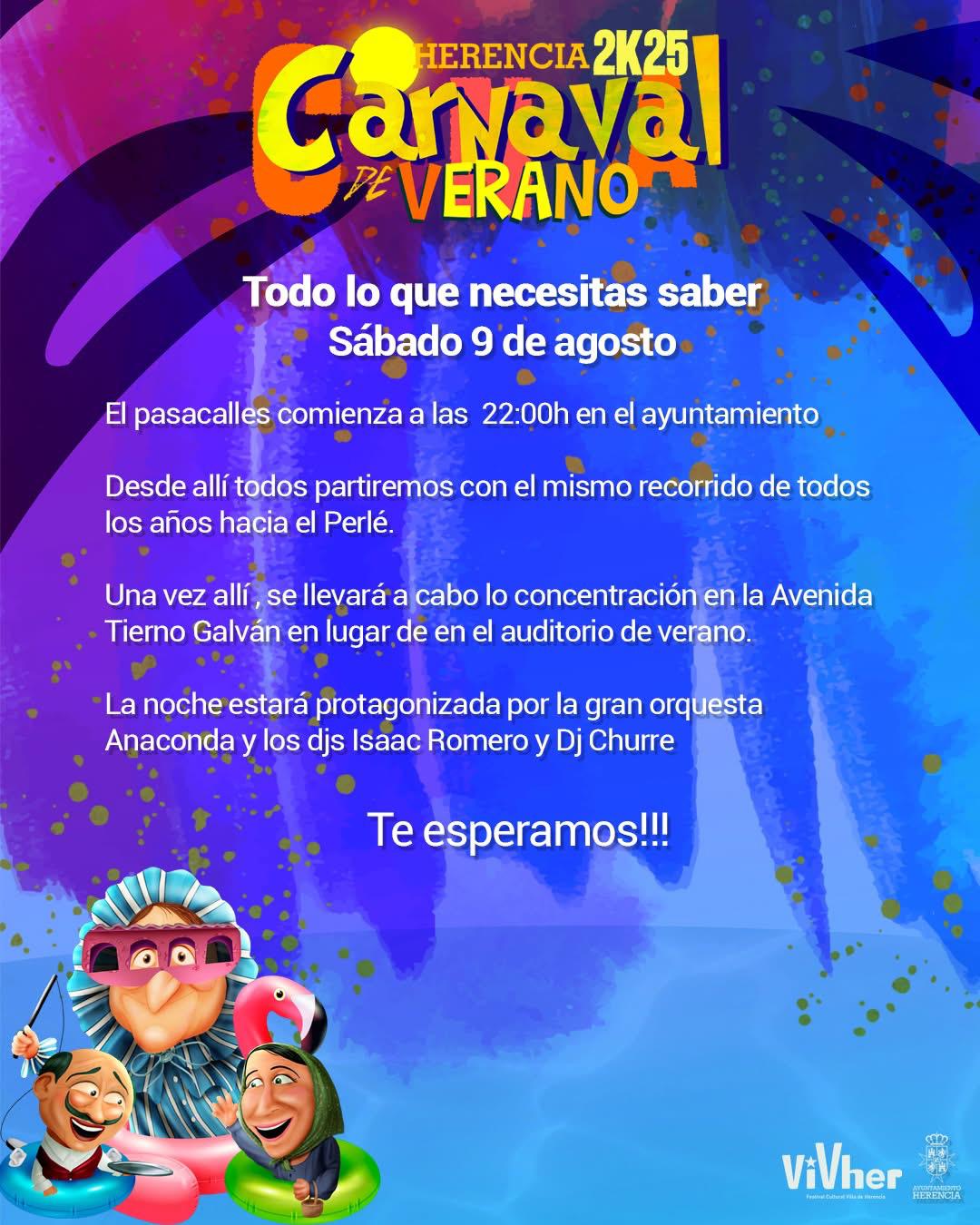 Herencia se prepara para vivir un Carnaval de Verano inolvidable los días 8 y 9 de agosto 2