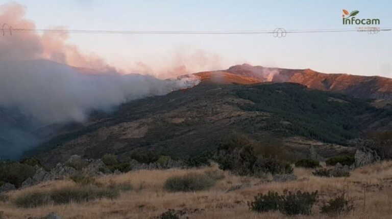 Continúan las labores de extinción del incendio declarado en Peñalba de la Sierra, aún sin controlar