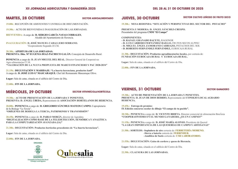 José Manuel Caballero inaugurará las XII Jornadas de Agricultura y Ganadería de Herencia: PAC, pistacho, digitalización e IA en primer plano 2