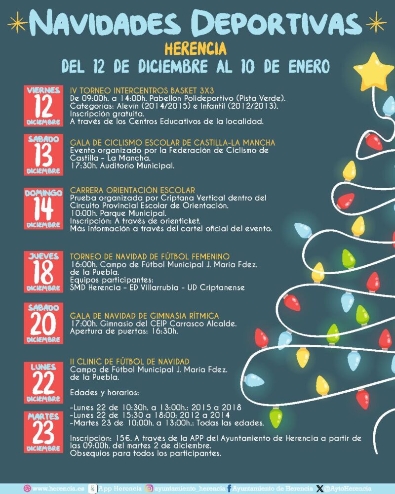 Navidades Deportivas 2025 en Herencia: baloncesto, orientación, fútbol, gala ciclista y la San Silvestre para despedir el año 1