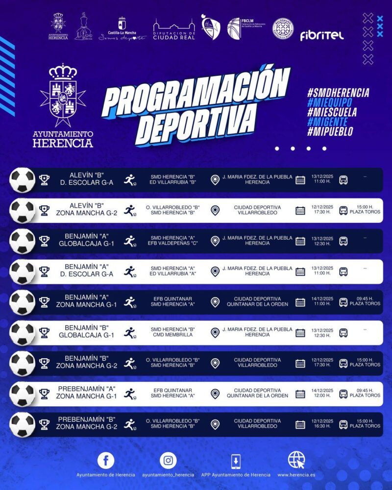 Fin de semana a todo deporte en Herencia: guía completa de partidos (12–14 de diciembre) 2