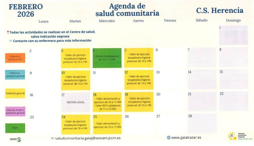 Agenda de salud comunitaria en Herencia (febrero 2026) 1