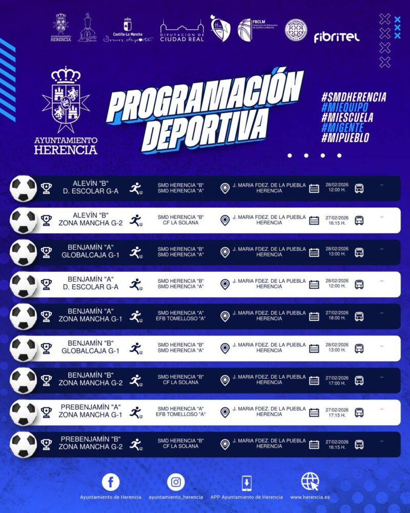 Programación deportiva del fin de semana en Herencia: fútbol, balonmano, baloncesto y fútbol sala 2