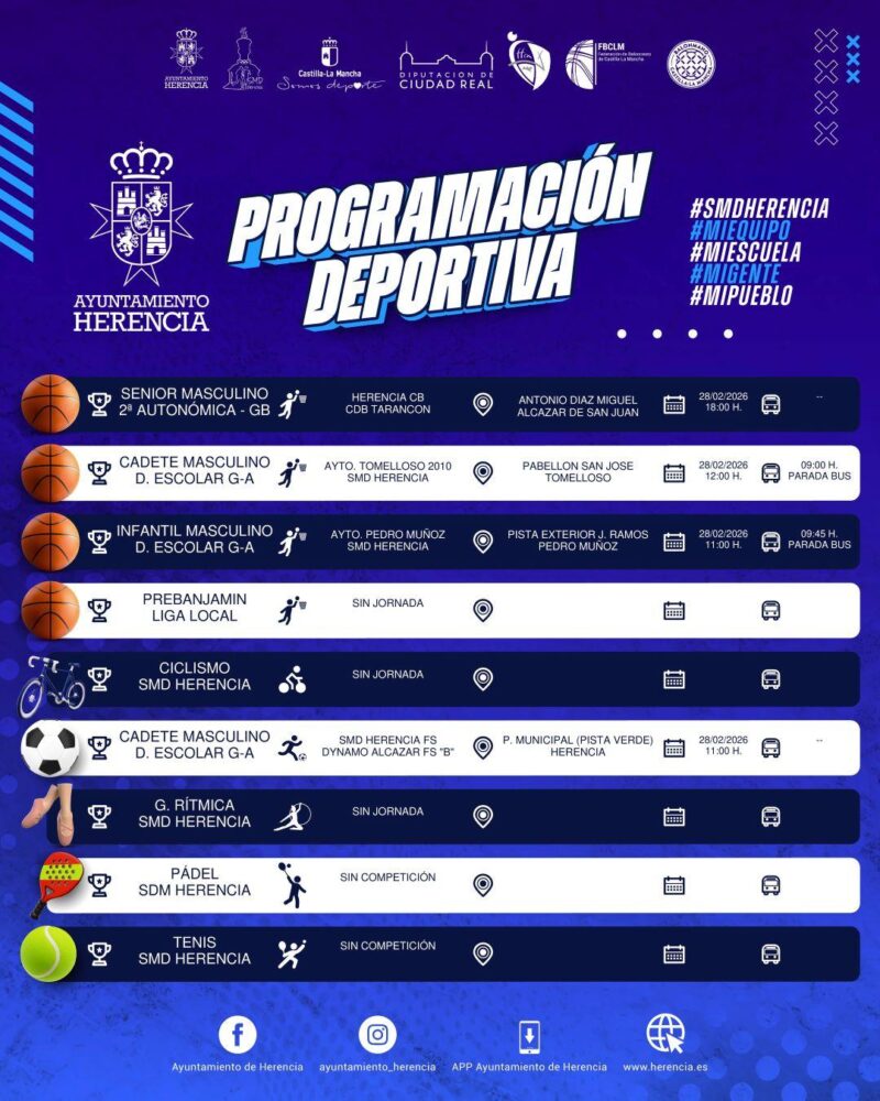 Programación deportiva del fin de semana en Herencia: fútbol, balonmano, baloncesto y fútbol sala 3