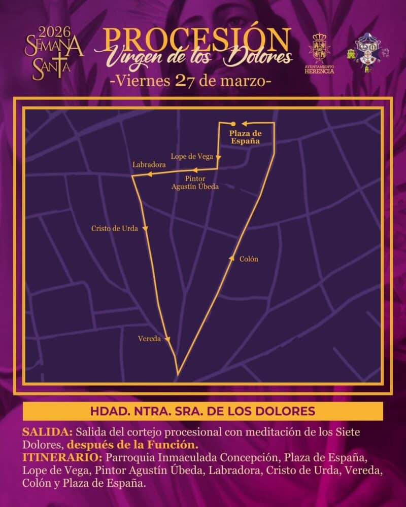 Herencia publica infografías con los recorridos de Semana Santa 2026 para seguir procesiones y vía crucis “calle a calle” 3