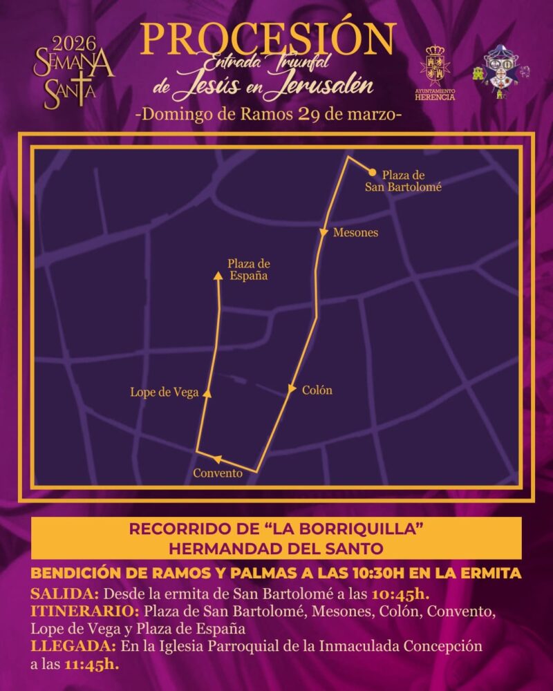 Herencia publica infografías con los recorridos de Semana Santa 2026 para seguir procesiones y vía crucis “calle a calle” 2
