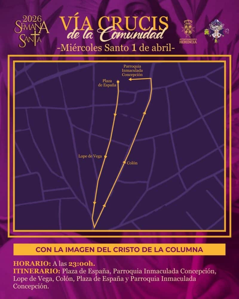 Herencia publica infografías con los recorridos de Semana Santa 2026 para seguir procesiones y vía crucis “calle a calle” 1