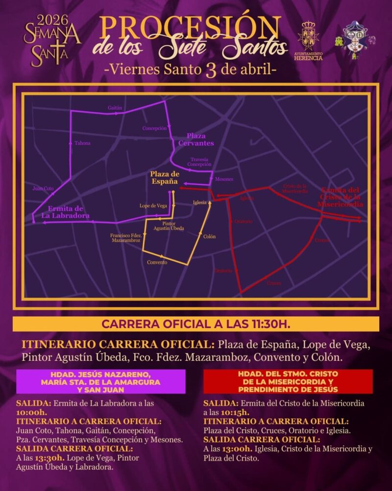 Herencia publica infografías con los recorridos de Semana Santa 2026 para seguir procesiones y vía crucis “calle a calle” 4
