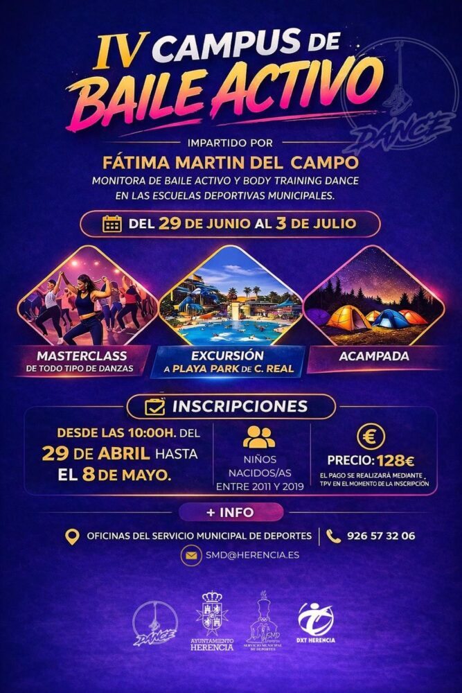 Herencia prepara la IV edición del Campus de Baile Activo con masterclass, excursión y acampada 1