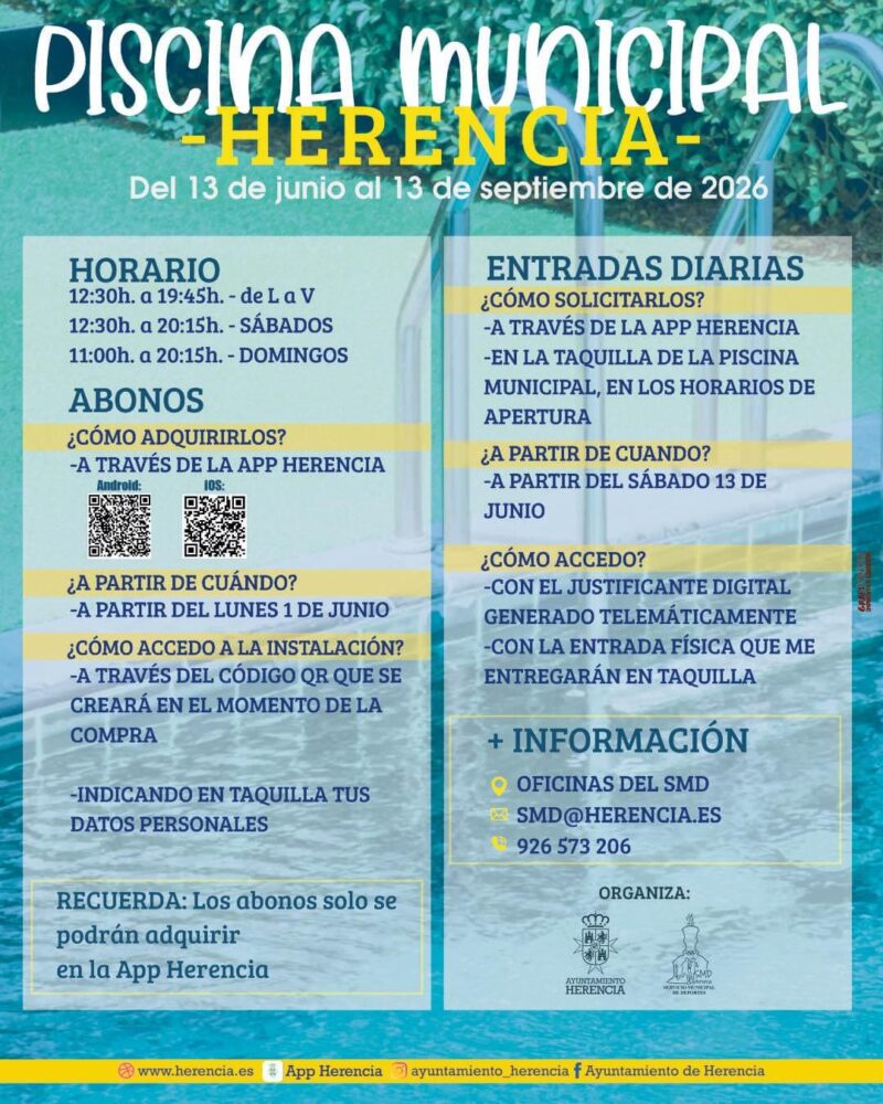 La Piscina Municipal de Herencia abrirá el 13 de junio para la temporada de verano 1