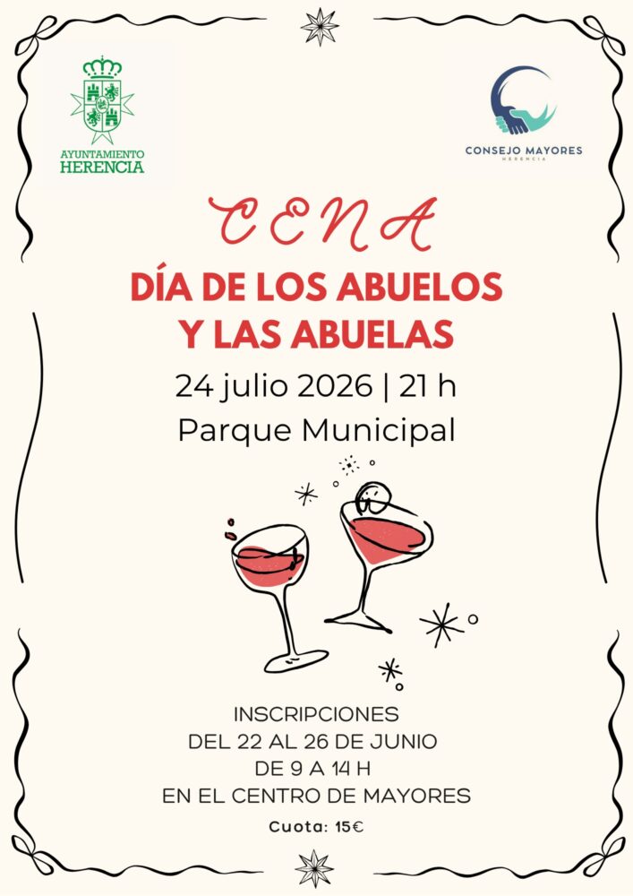 Herencia celebrará el Día de los Abuelos con una cena de gala en el Parque Municipal 1