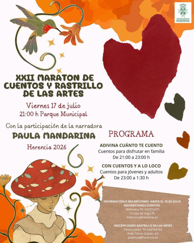 Herencia abre las inscripciones del XXII Maratón de Cuentos y Rastrillo de las Artes 1