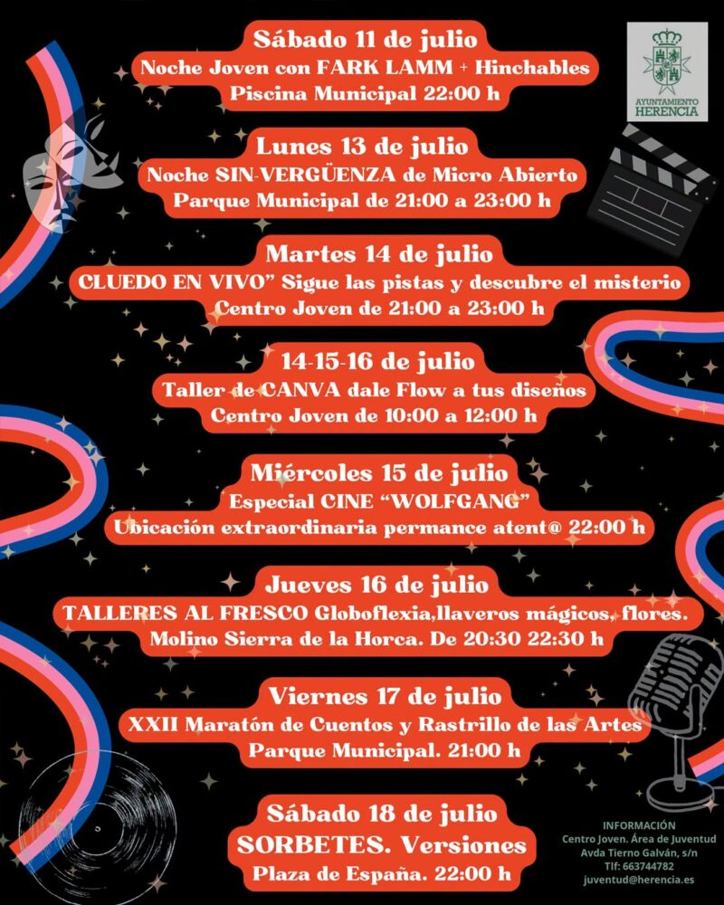 Herencia presenta una Semana de la Juventud con actividades del 11 al 18 de julio 2