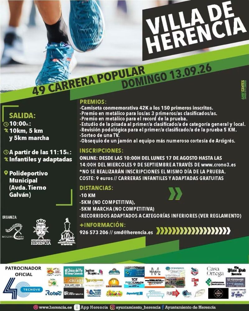 La Carrera Popular Villa de Herencia abre inscripciones para su 49ª edición 1
