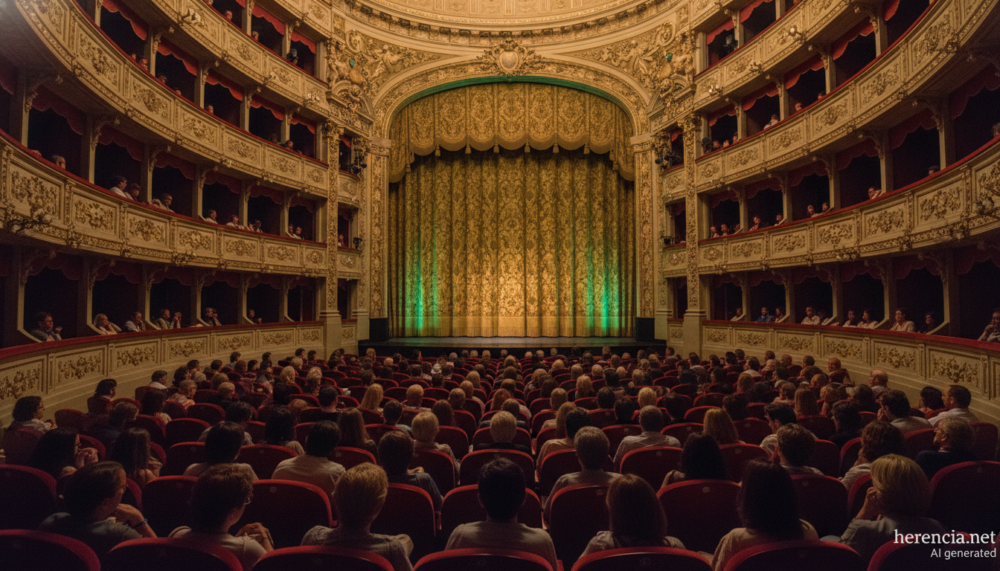 Patio de butacas de un teatro antes de un musical (imagen generada con IA)