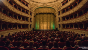 Patio de butacas de un teatro antes de un musical (imagen generada con IA)