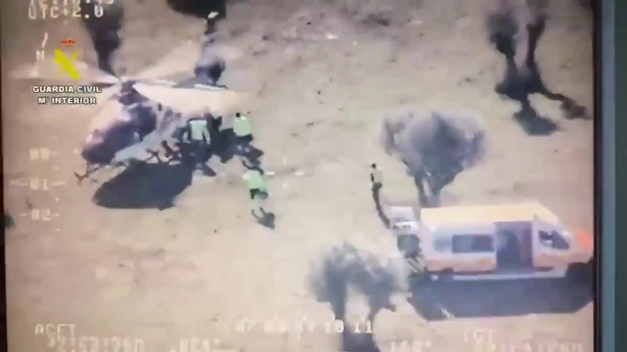 Evacuación en helicóptero de un herido del accidente de Urda