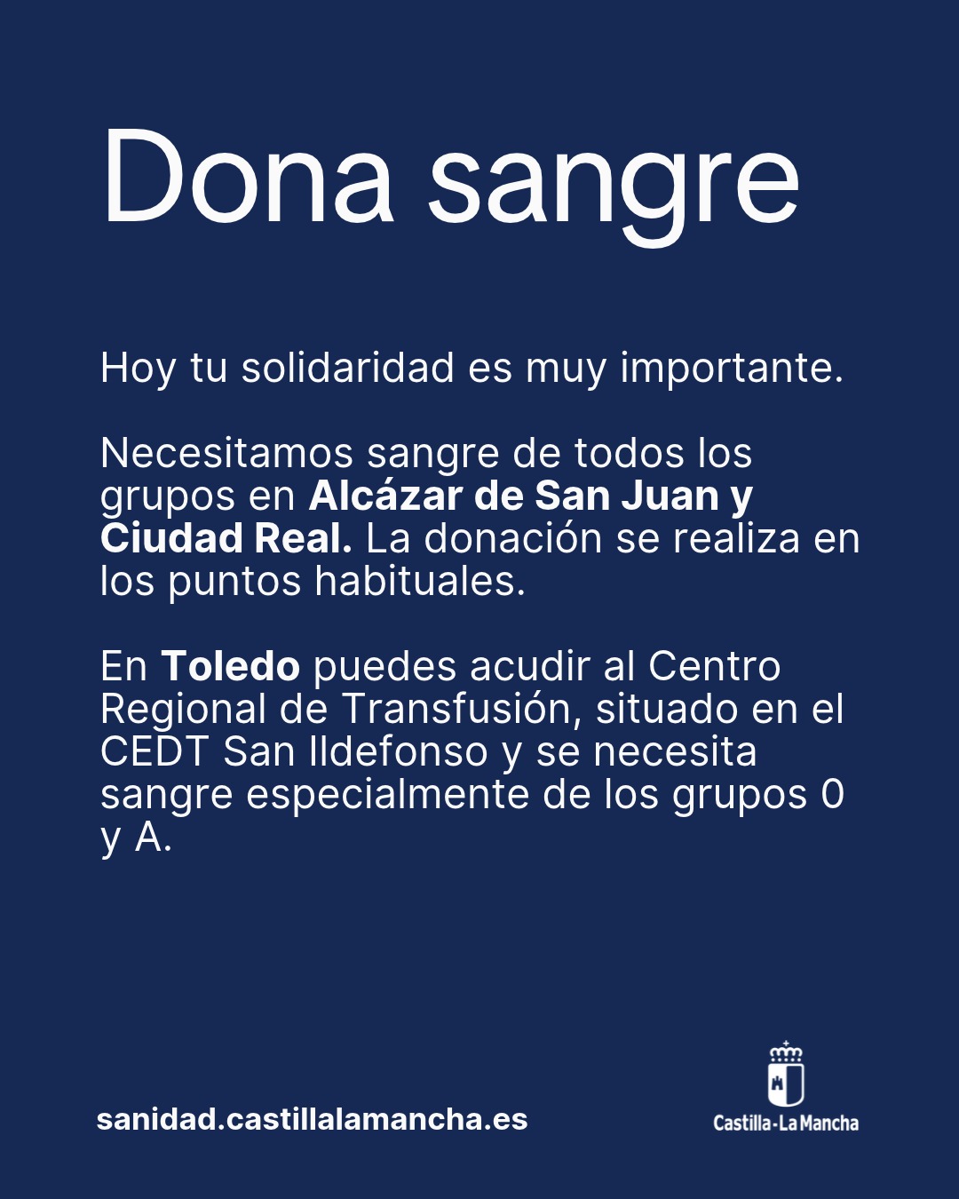 Cartel de la Junta para donar sangre tras el accidente de Urda